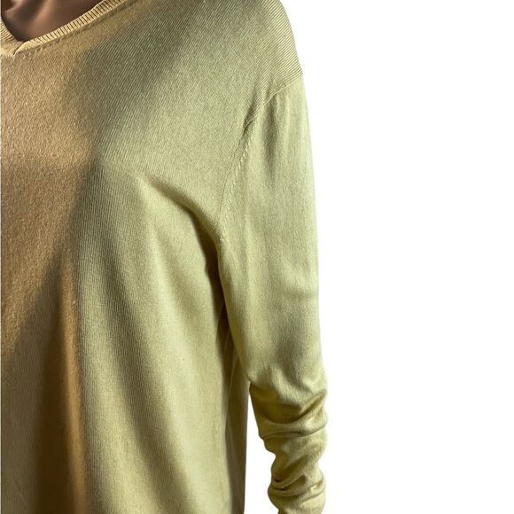 Banana Republic Sweater Mens Size Large Yellow Luxury Silk Cashmere Blend V-Neck - Picture 3 of 15